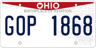 OH license plate GOP1868