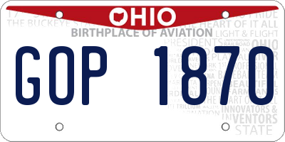 OH license plate GOP1870