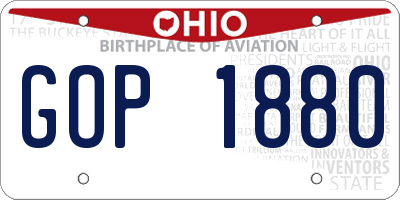 OH license plate GOP1880