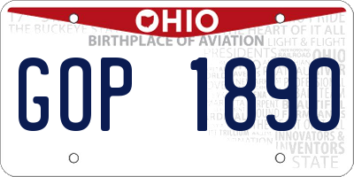 OH license plate GOP1890