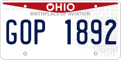 OH license plate GOP1892