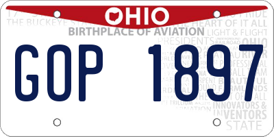 OH license plate GOP1897