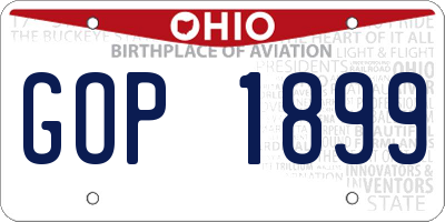 OH license plate GOP1899