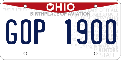 OH license plate GOP1900
