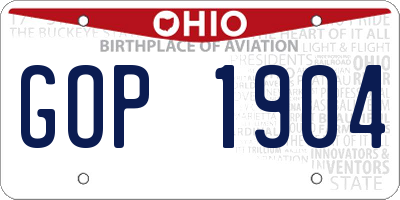 OH license plate GOP1904