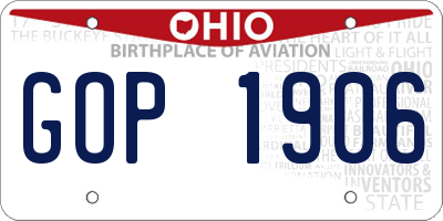 OH license plate GOP1906