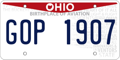 OH license plate GOP1907
