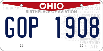 OH license plate GOP1908