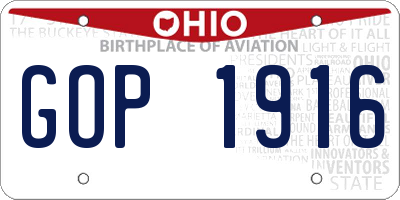 OH license plate GOP1916