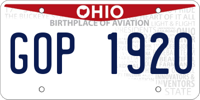 OH license plate GOP1920