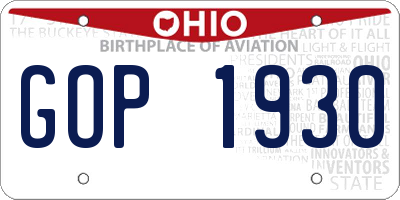 OH license plate GOP1930