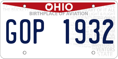 OH license plate GOP1932
