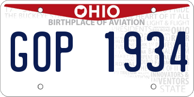 OH license plate GOP1934