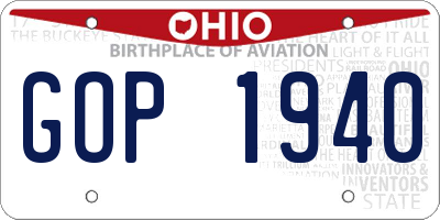 OH license plate GOP1940
