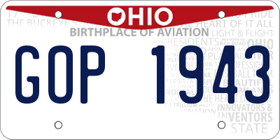 OH license plate GOP1943