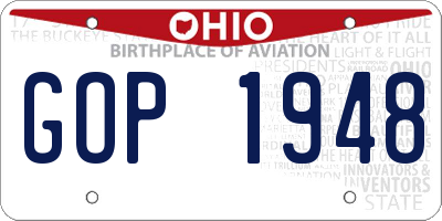 OH license plate GOP1948