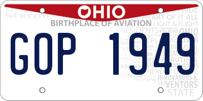 OH license plate GOP1949