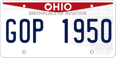 OH license plate GOP1950