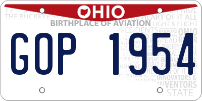 OH license plate GOP1954