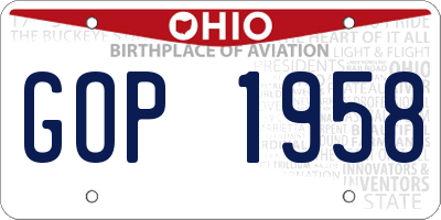 OH license plate GOP1958