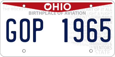 OH license plate GOP1965