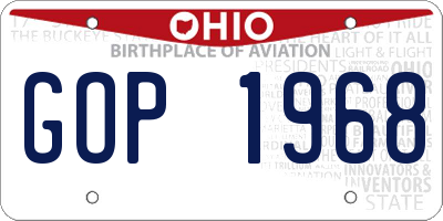 OH license plate GOP1968