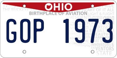 OH license plate GOP1973