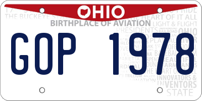 OH license plate GOP1978