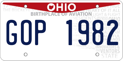 OH license plate GOP1982
