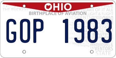 OH license plate GOP1983