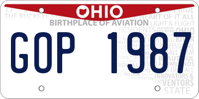 OH license plate GOP1987