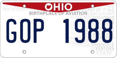 OH license plate GOP1988