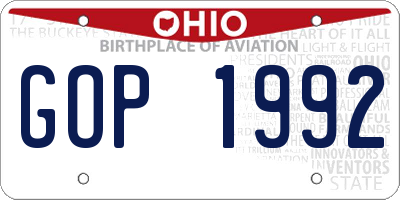 OH license plate GOP1992