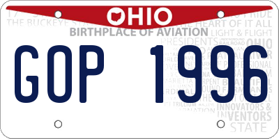 OH license plate GOP1996