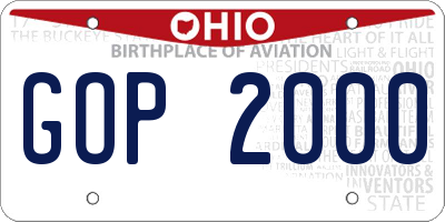 OH license plate GOP2000