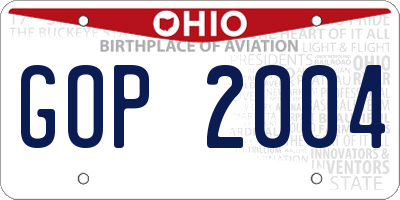 OH license plate GOP2004