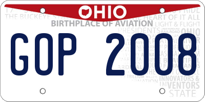 OH license plate GOP2008