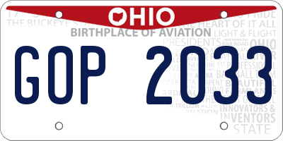 OH license plate GOP2033