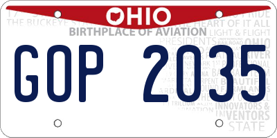 OH license plate GOP2035