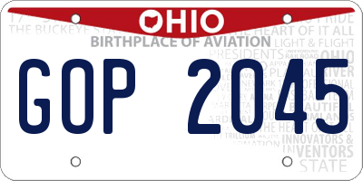 OH license plate GOP2045