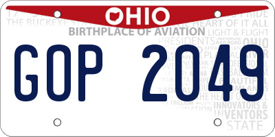 OH license plate GOP2049