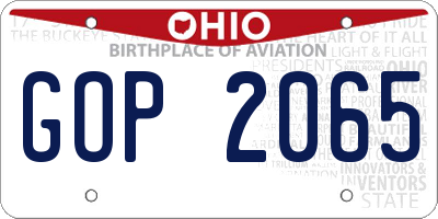 OH license plate GOP2065