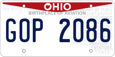 OH license plate GOP2086
