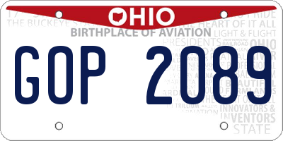 OH license plate GOP2089