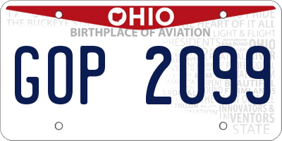OH license plate GOP2099
