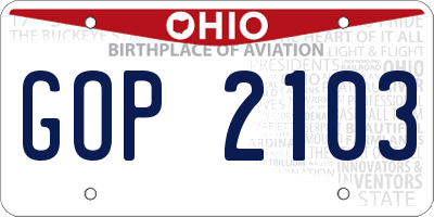 OH license plate GOP2103