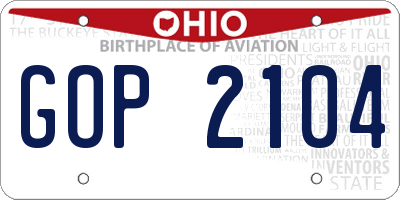 OH license plate GOP2104