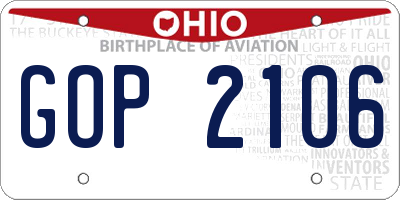 OH license plate GOP2106