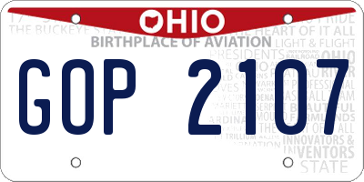 OH license plate GOP2107