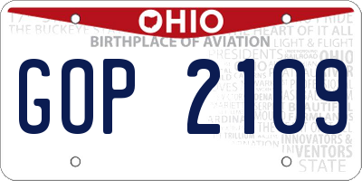 OH license plate GOP2109